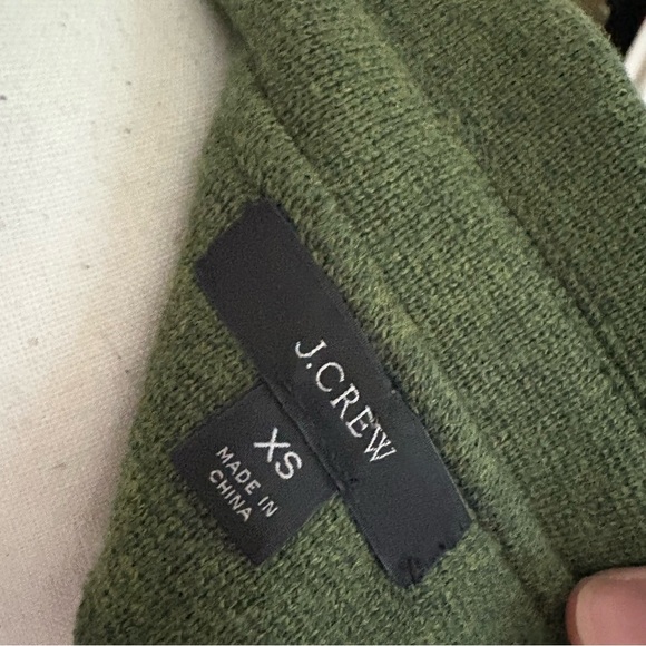 J CREW Green Sophie Open Front Sweater Blazer Cotton‎ Wool Blend Size XS - Picture 3 of 6